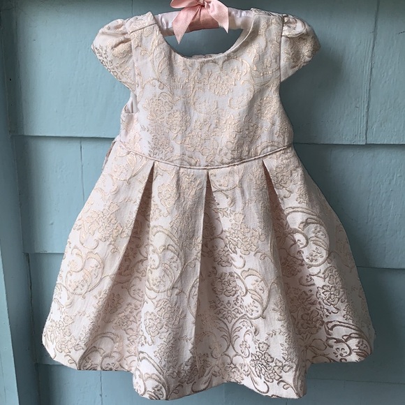 Janie and Jack Floral Jacquard Dress Pink/Rose Gold Dress EUC 6-12M - Picture 12 of 17